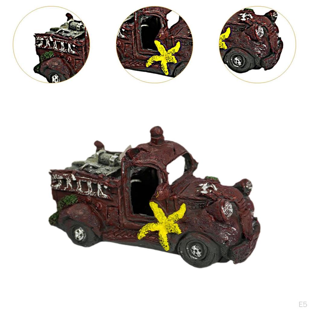 Aquarium Decoration Featuring Auto Wreck for Aquatic Habitat
