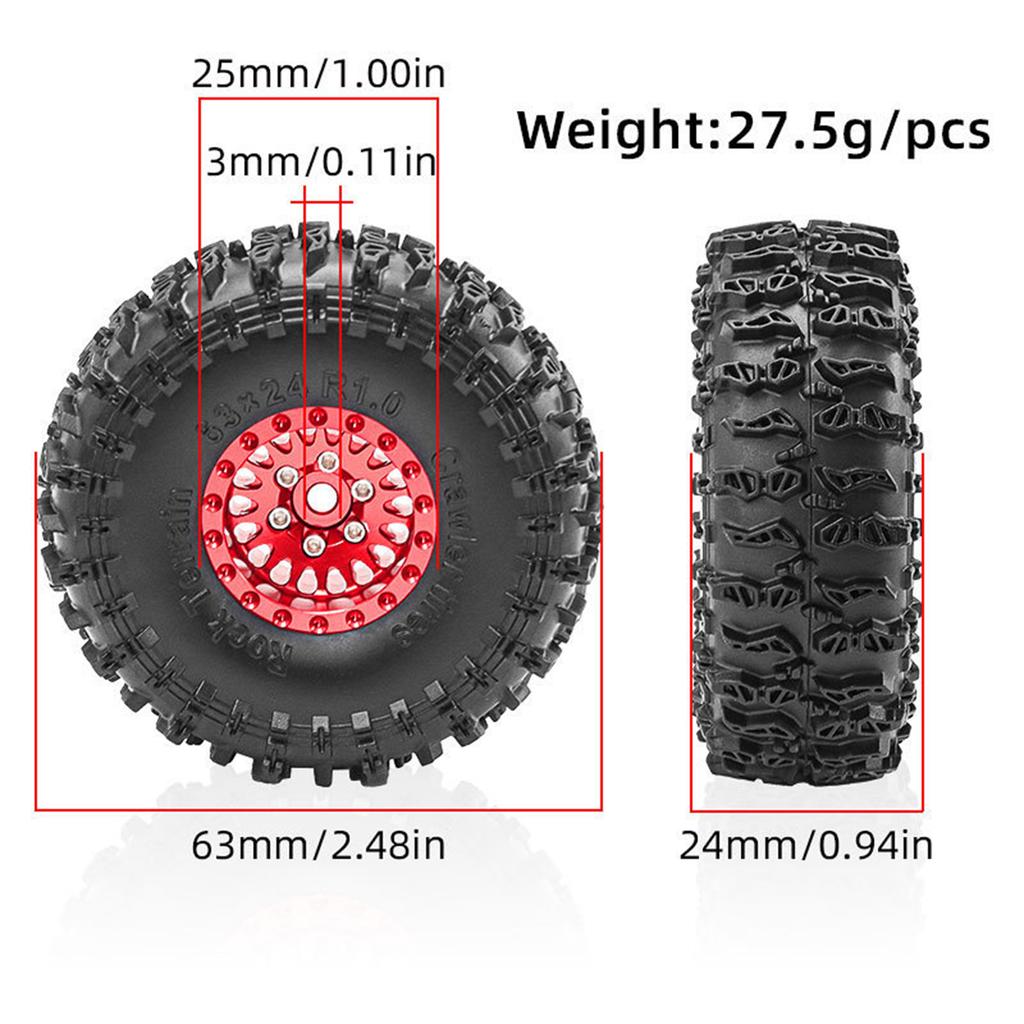 Remote Control Model Rubber Car Supplies Beadlock Wheel Mud Terrain Tires Set Wheel Tires Detachable Fine Car Parts