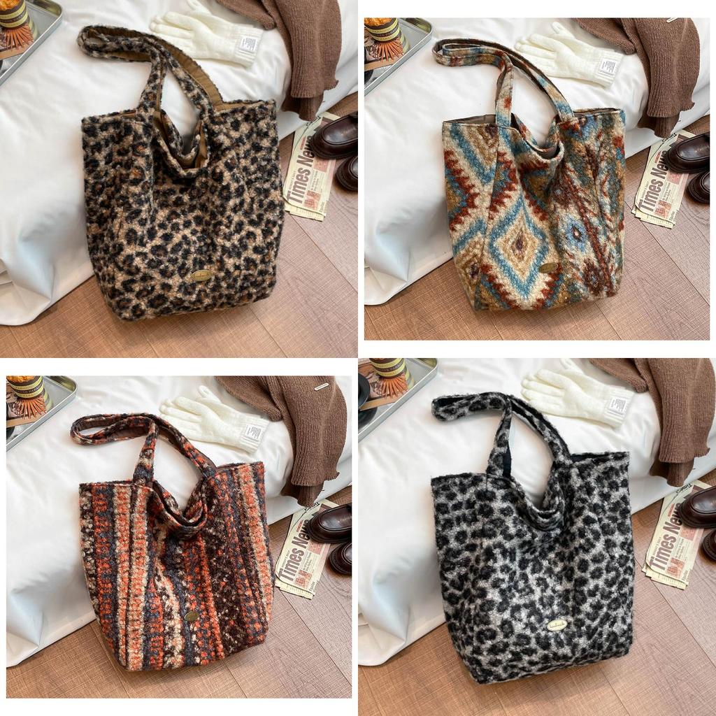 Borsa Tote in Lana da Donna con Chiusura Magnetica per Uso Quotidiano Casual
