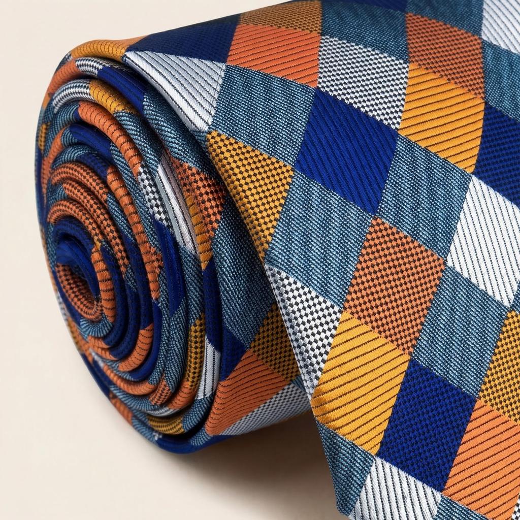 SHLAX&WING Floral Check Tie for Men, Wedding, Check Pattern, 147cm