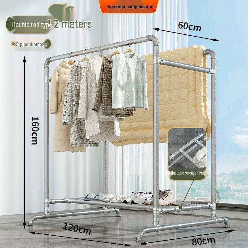 Windproof Outdoor Galvanized Steel Clothes Drying Rack with Thickened Pipes for Balcony