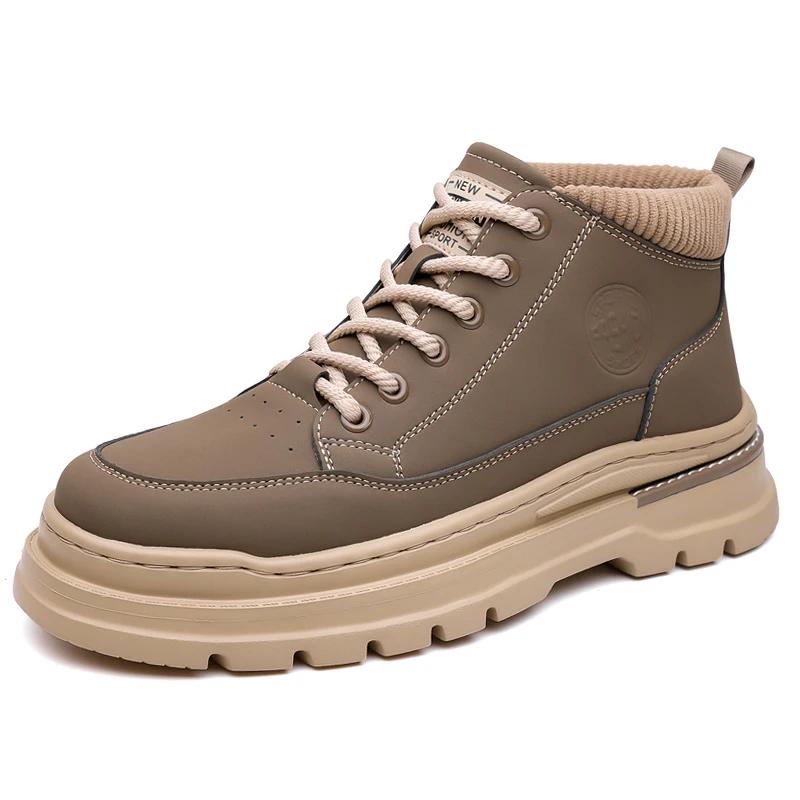 

Весенняя спортивная обувь ручной работы на открытом воздухе, удобные ботильоны на толстой подошве, высокие ботинки на шнуровке, высококачественные роскошные джинсовые ботинки 45 коричневый