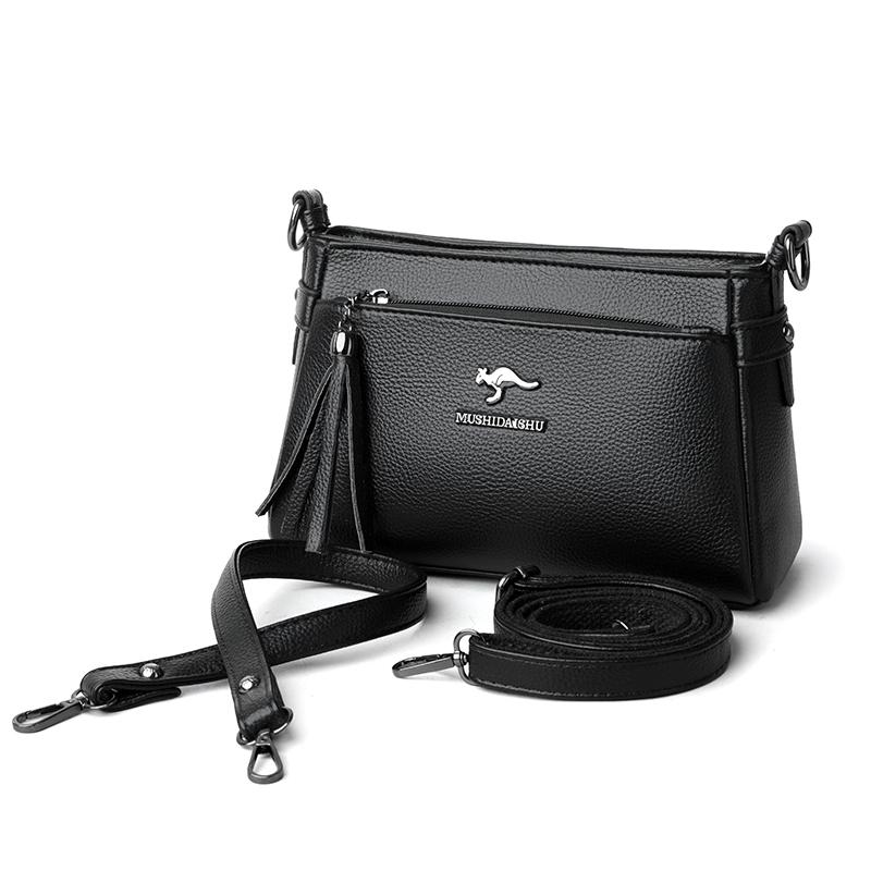 Soft Leather Women's Small Square Bag Shoulder Bag Middle-Aged Mother's Bag Commuter Crossbody Bag