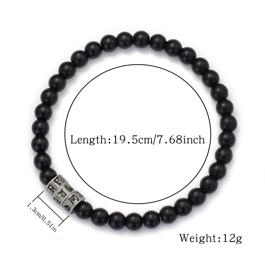 Vintage Black Onyx Stone Strand Bracelet For Men Viking Sanskrit Brazalete Leisure Accessories Erkek Bileklik Pulseria Hombre
