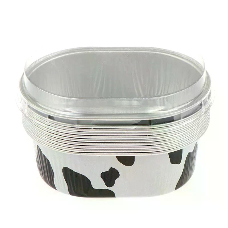 100Pcs 68ML Aluminum Foil Oval Non-Stick Baking Cups Cake Containers With Clear Lids Heat Resistant For Cakes