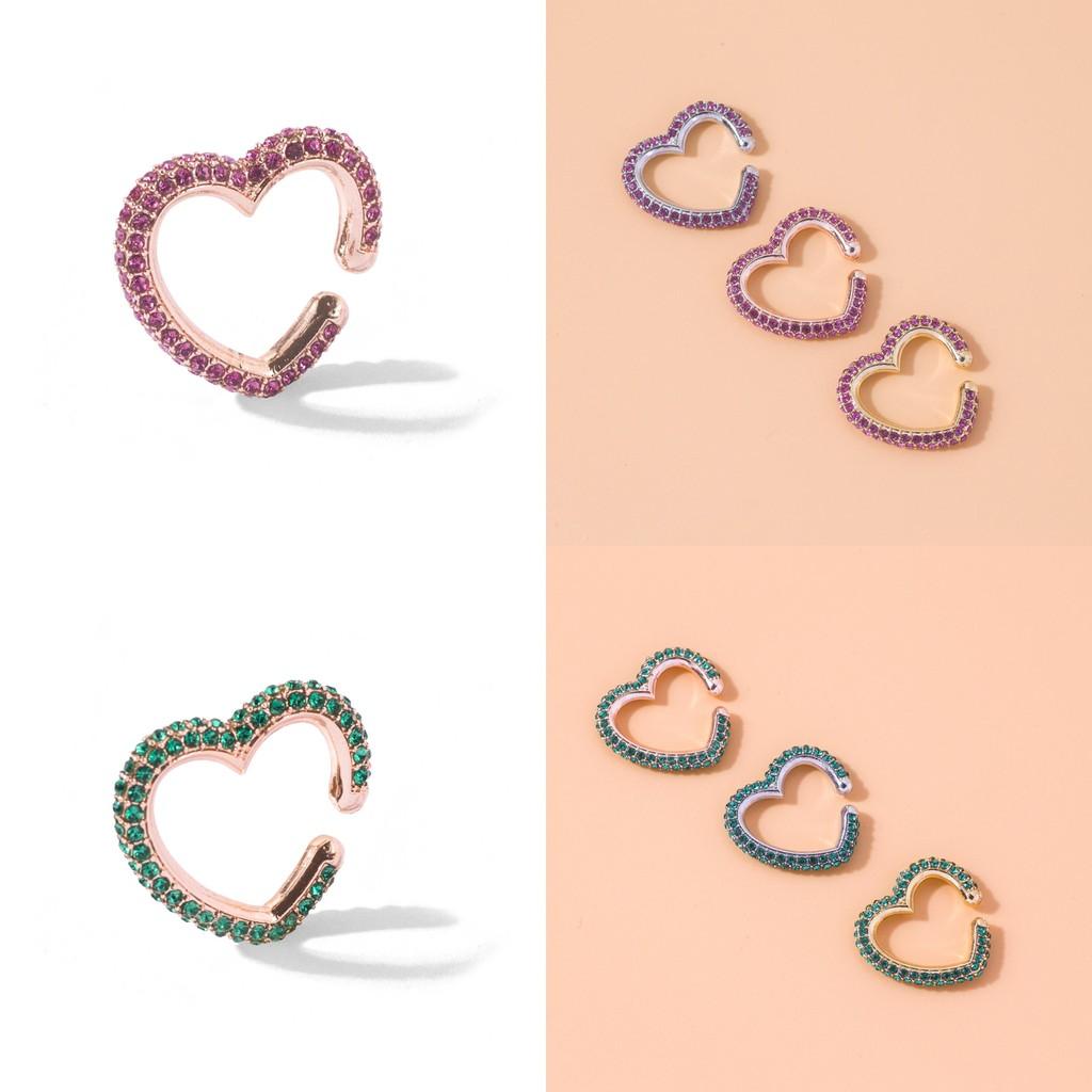 Crystal Multicolor Chic Heart Ear Cuffs For Men And Women Fashion Jewelry