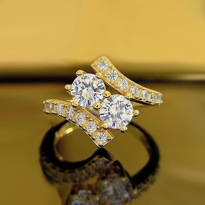 

Huitan Irregular Shaped Cubic Zirconia Rings Women for Engagement Wedding Party Copper Color/Gold ColorTrendy Zircon Wholesale 9