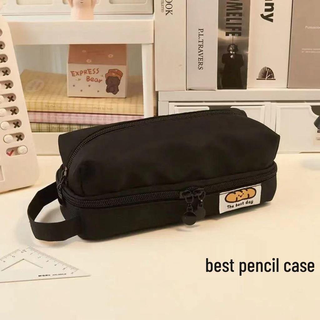 Japanisches, zweilagiges Klappetui – Großes Fassungsvermögen, schlichtes schwarzes Design