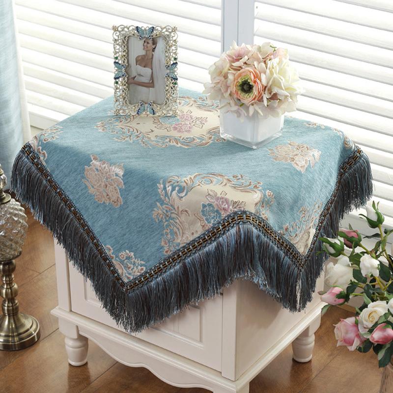 Față de masă jacquard de lux europeană îngroșată cu ciucuri pentru nuntă, petrecere de aniversare, acoperire de masă rotundă, cârpă de birou pentru decorarea interioară