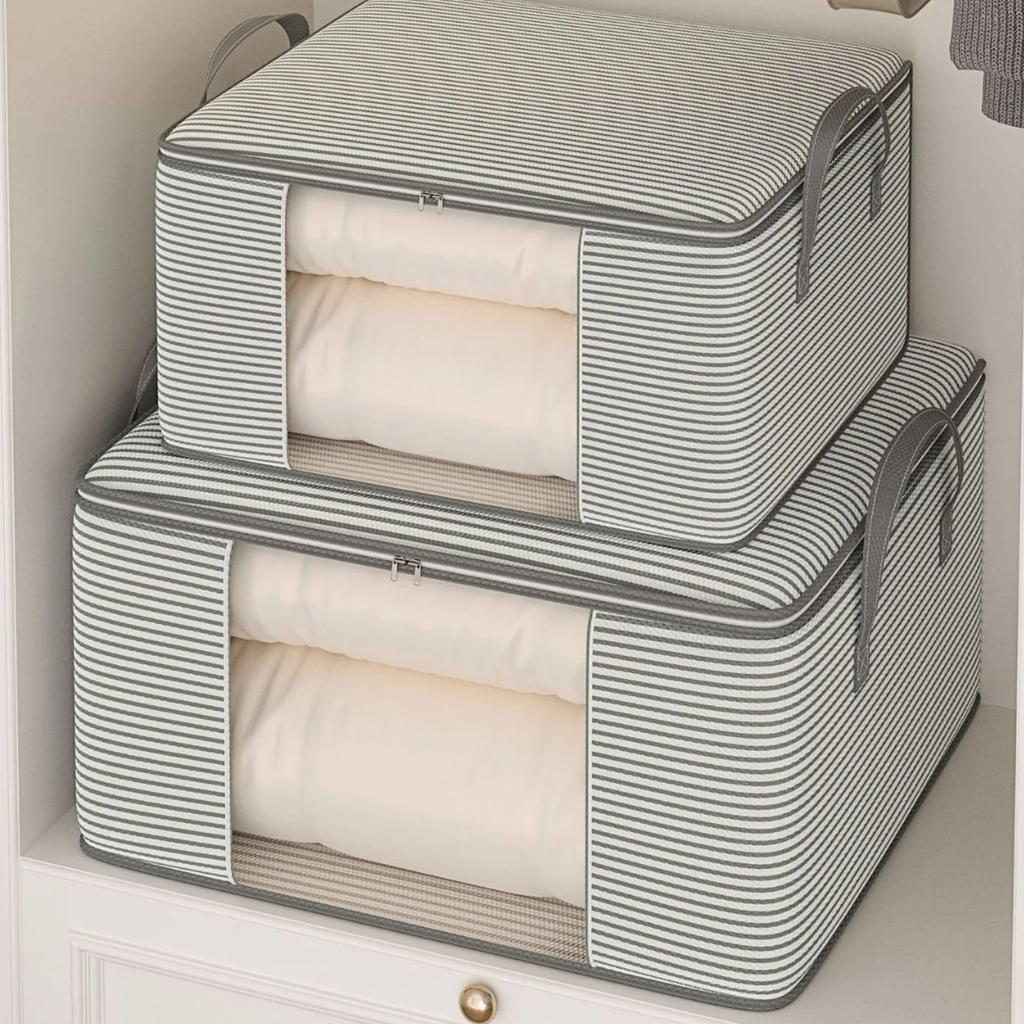 Thickened 120g Cloth Visual Storage Bag Large Capacity Clothes Quilt Home Use Packing Organizer Bag Non-Woven Fabric Box Shape