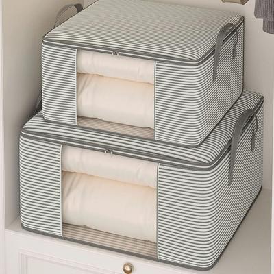 Storage Bag Window Striped Zipper Quilt Bag Large Capacity Home Storage Clothes Quilt Packing Moving