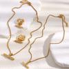 MamacitaSlay 316L Stainless Steel T-Bar Pendant Necklace Earrings Waterproof 18K Gold Plated Jewelry Women's Earrings Necklace