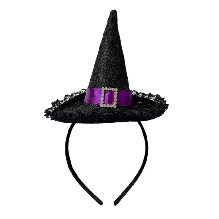 Cute Headband Halloween Specter Sequins Witch Hat Mini Cone Hat Hair Hoop