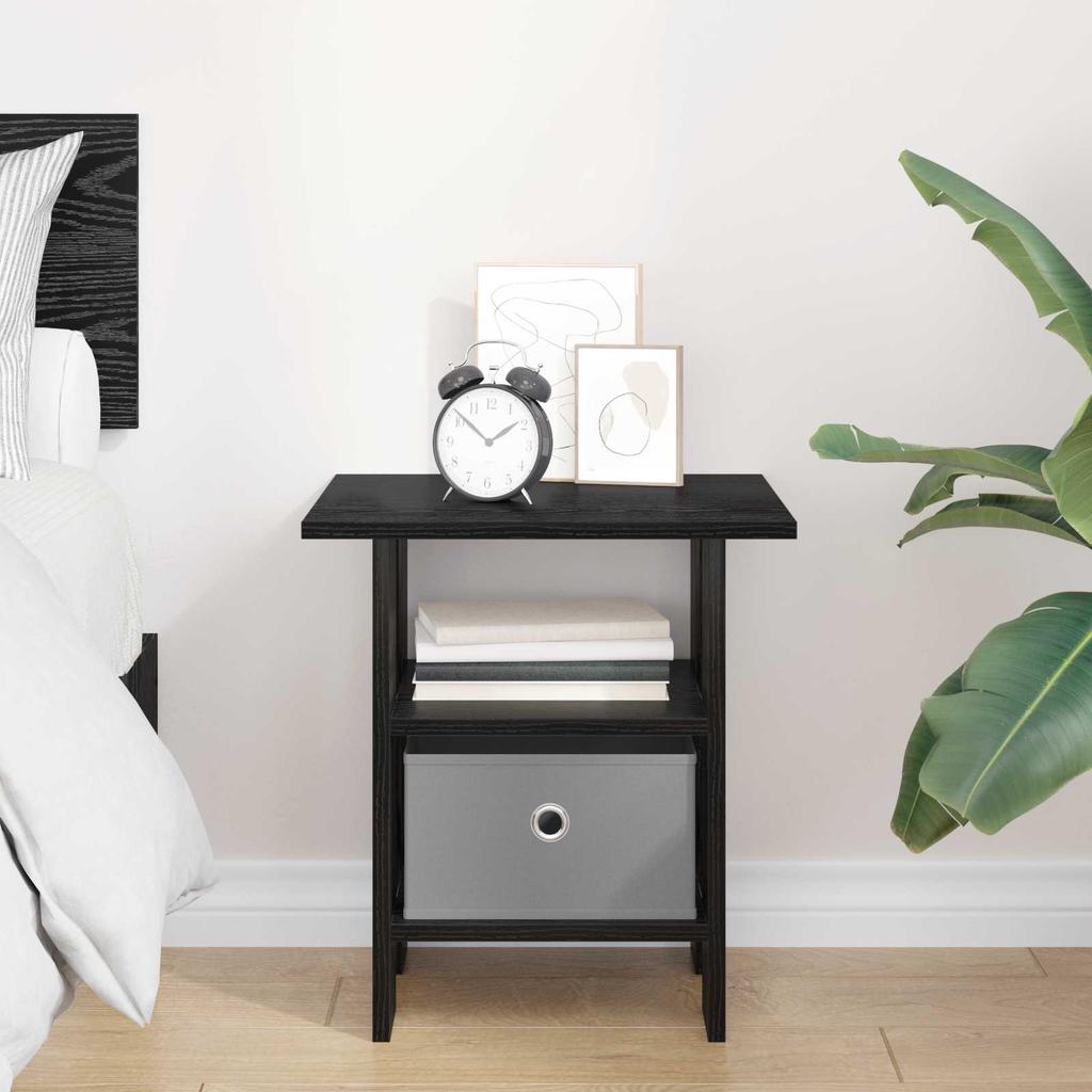 Nightstand Black Oak Effect 41 X 40 X 45 Cm Engineered Wood