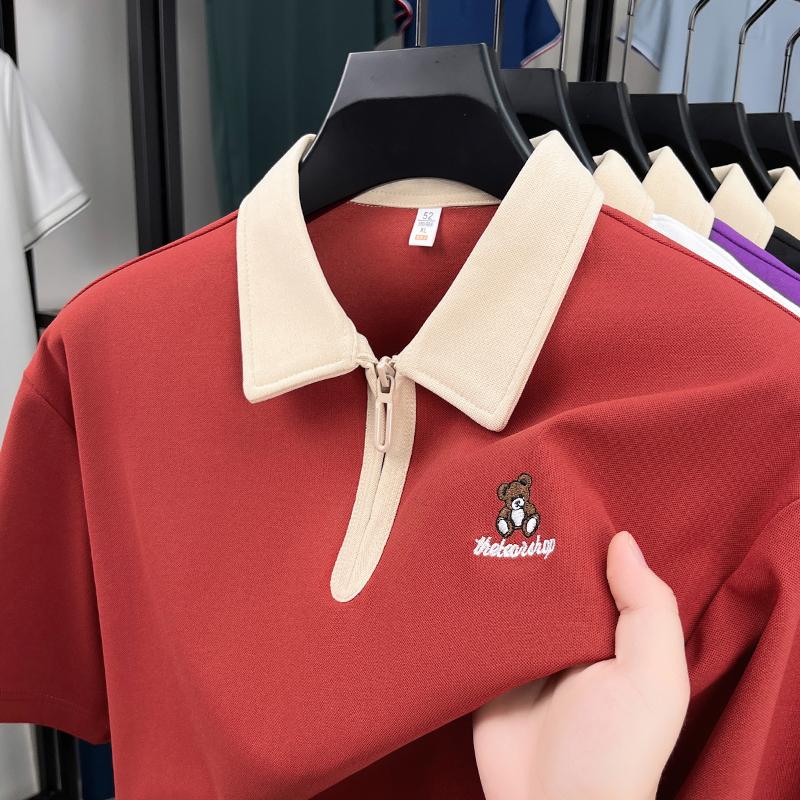 High quality short sleeve polo shirt men fashion trend brand bear embroidery summer comfortable breathable casual lapel T-shirt