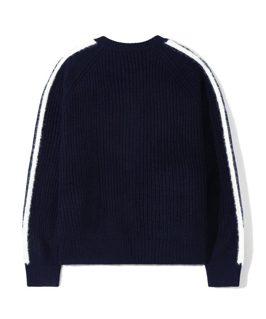 TRILLION Washable Hairy Brush Track Zip-Up Knit (Navy)