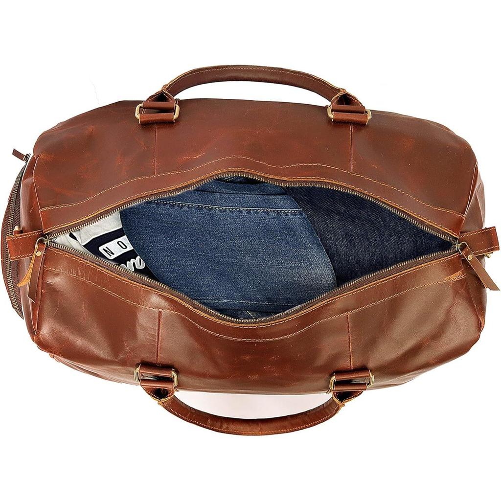 Große Büffelleder 20 Zoll Gepäck Reisetasche Weekender Reise Übernachtung Handgepäck Sportstudio Reise-Duffel für Männer