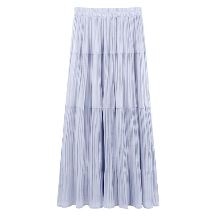 [Original practice] Summer French elegant romantic super fairy pleated high-waisted skirt long swing skirt