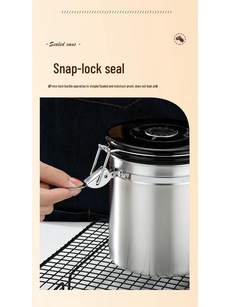 304 Stainless Steel Airtight Coffee Canister with Date Tracker and Exhaust Valve for Freshness