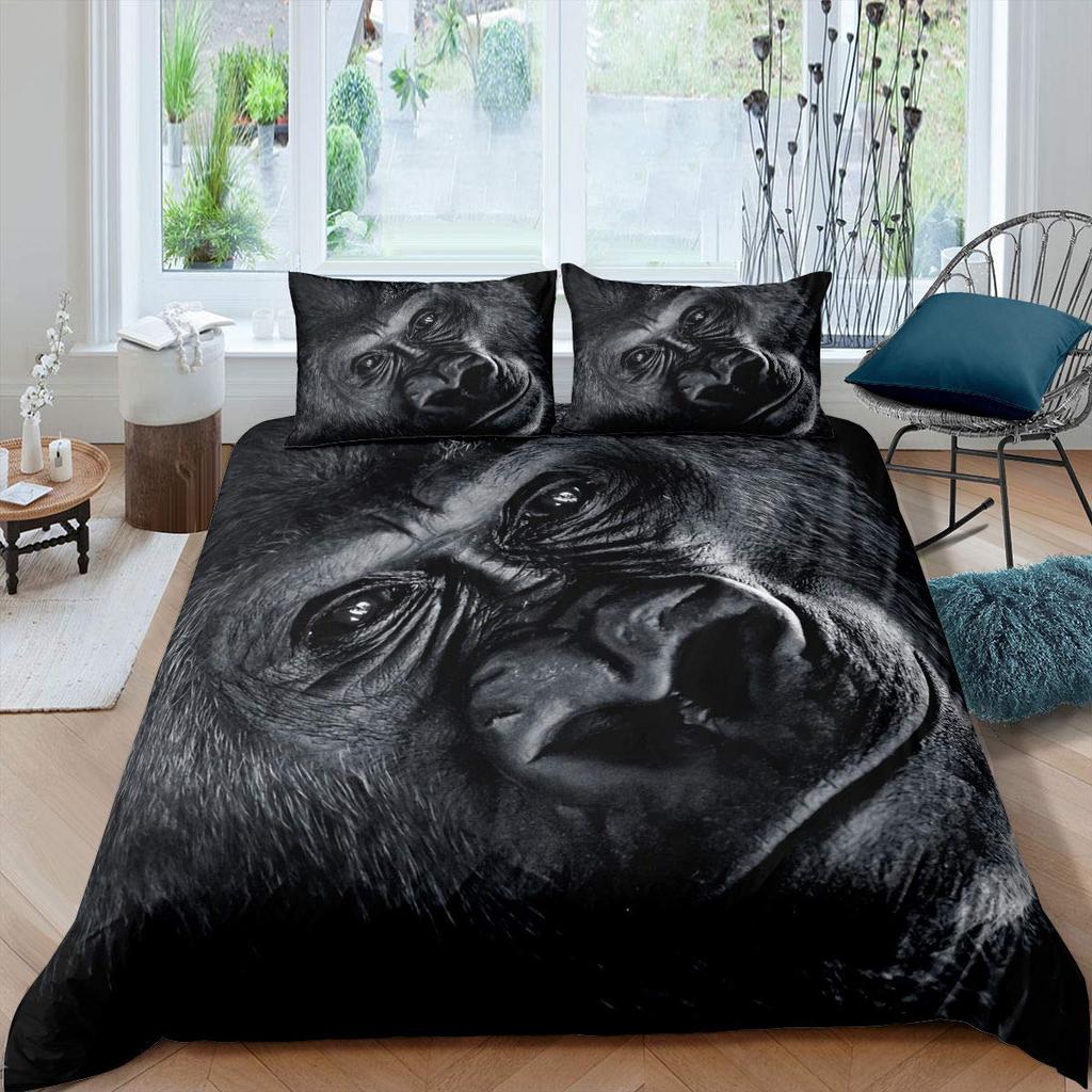 Comforter Orangutan Cute Monkey Bedding Set Palm Leaves Tropical Botanical Primitive Animal Comforter/