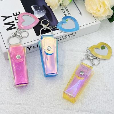 Tragbare Lippenstift-Tasche Pouch Lippenbalsam-Tasche Schlüsselanhänger Halter Kreative Lippenstifte Schutzhülle Mit Spiegel