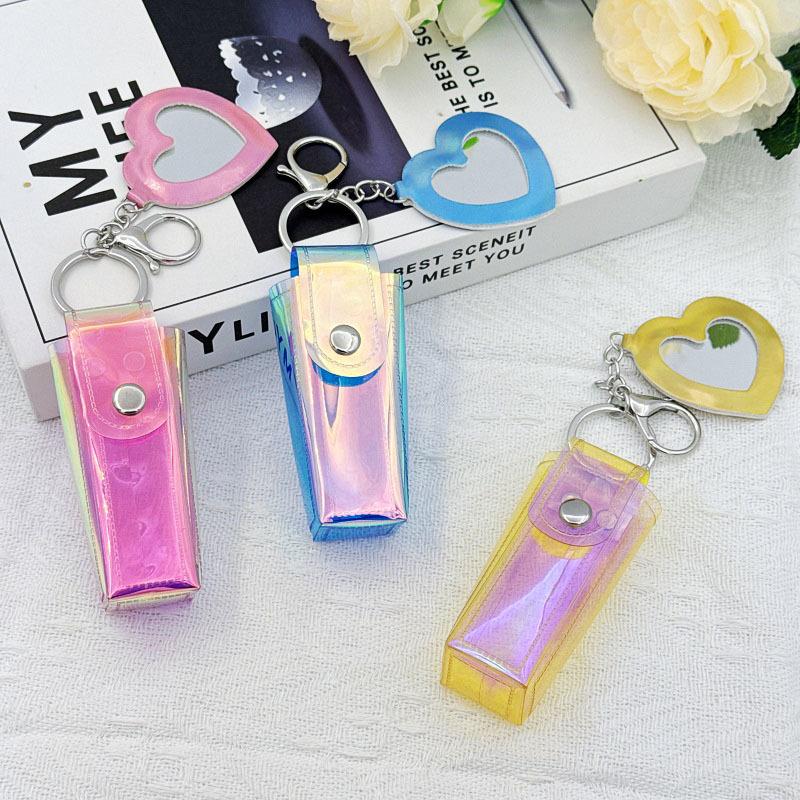 Portable Lipstick Bag Pouch Lip Balm Bag Keychain Holder Creative Lipsticks Protective Cover With Mirror