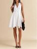 Women's V-Neck Sleeveless Double-Breasted Mini Dress - Niche Design, High-Waisted