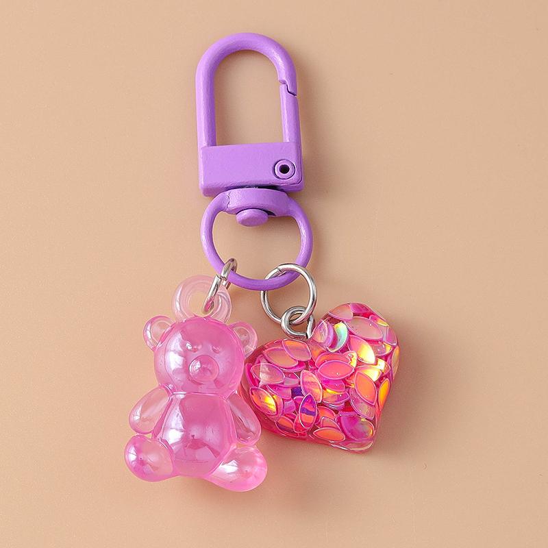 Cute Resin Shining Bear Keychain Jelly Key Ring for Women Girls Handbag Pendant DIY Kid's Jewelry Gift Accessories