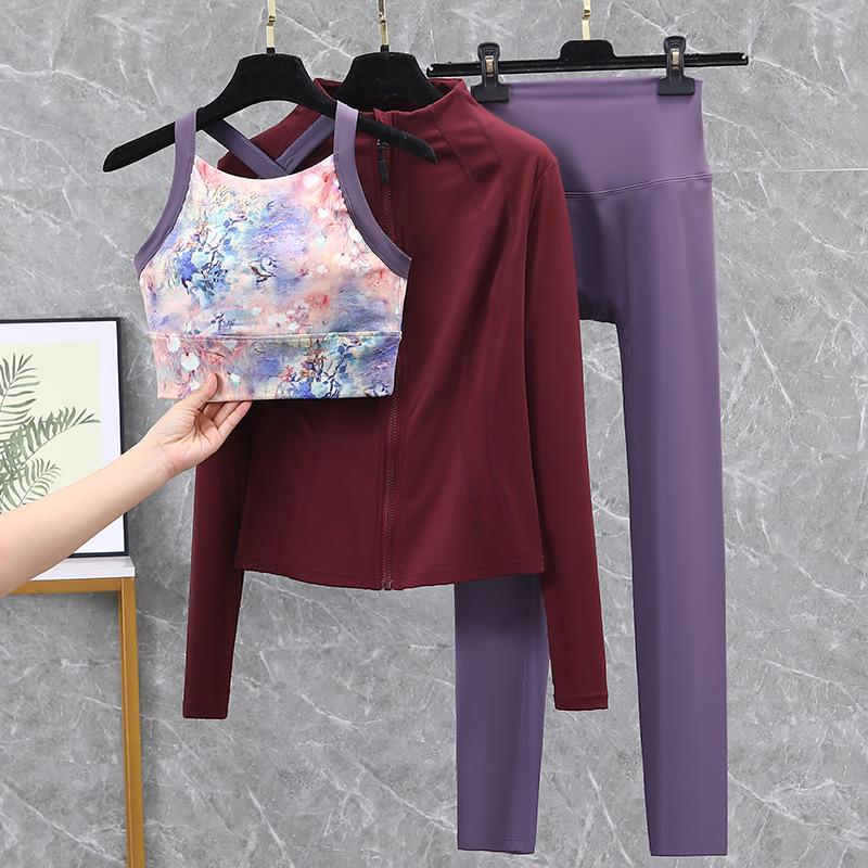 Ruched Yoga Suit Set: Yoga Top, Hip-Lifting High-Waisted Leggings, Fitness Bra