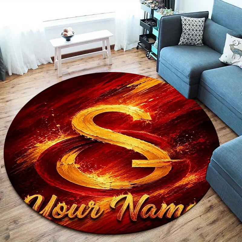Galatasaray S Custom Name Round Area Rug,Carpet Rug for Living Room Bedroom Sofa Playroom Decor,Non-slip Floor Mat
