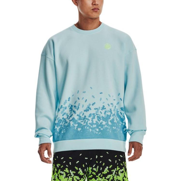 Under Armour Felpa Girocollo a Maniche Lunghe con Stampa Grafica Curry Felpa Uomo Blu 1374315-469