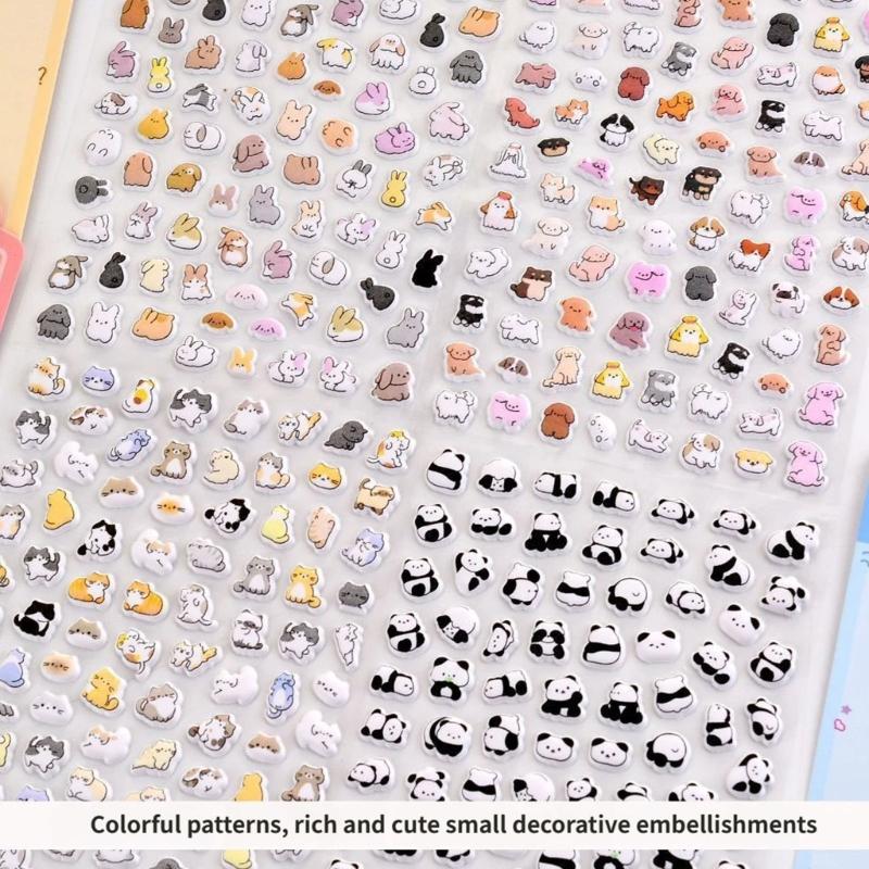 Cute Small Sticker for Kids & Adults, Reusable Tiny Sticker for Scrapbooking Puffier Sticker Sheets Decorative Sticker