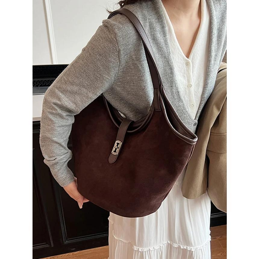 Autumn Winter Vintage Faux Suede Women Bag  New Large Capacity Commuter Handbags Female Casual Shoulder Bags