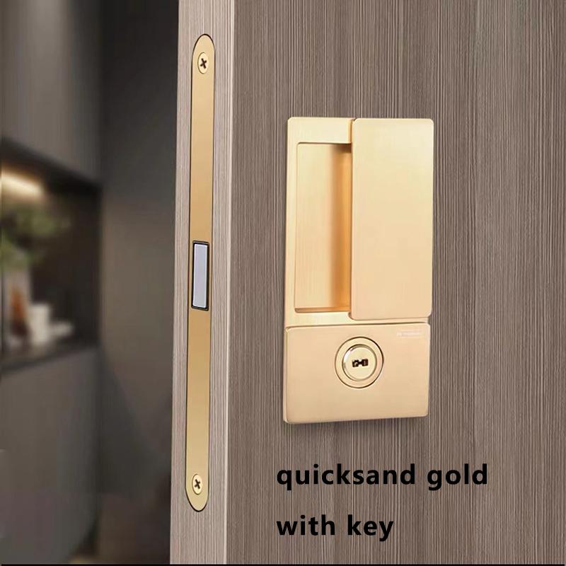 New Style Handleless Flat Lock Modern Bedroom Magnetic Recessed Door Handle Silent Push And Pull Invisible Sliding Door Lock