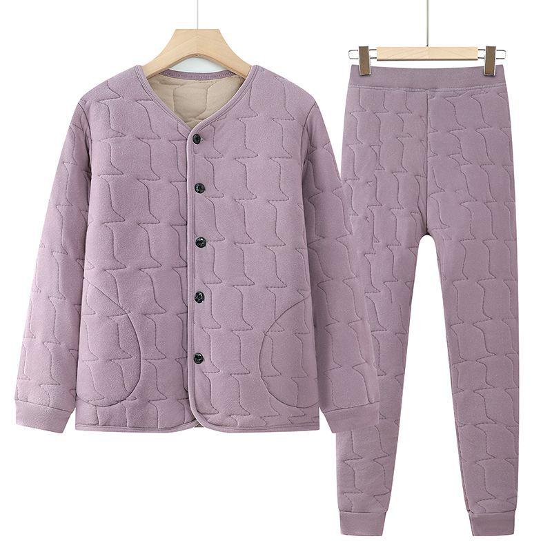 Women's Quilted Winter Cotton Coat Set for Seniors - Warm and Thickened Design