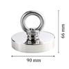 Super Strong Neodymium Fishing Magnets Salvage Magnetic Hook with Countersunk Hole Eyebolt Diameter 42mm 60KG Pulling Force