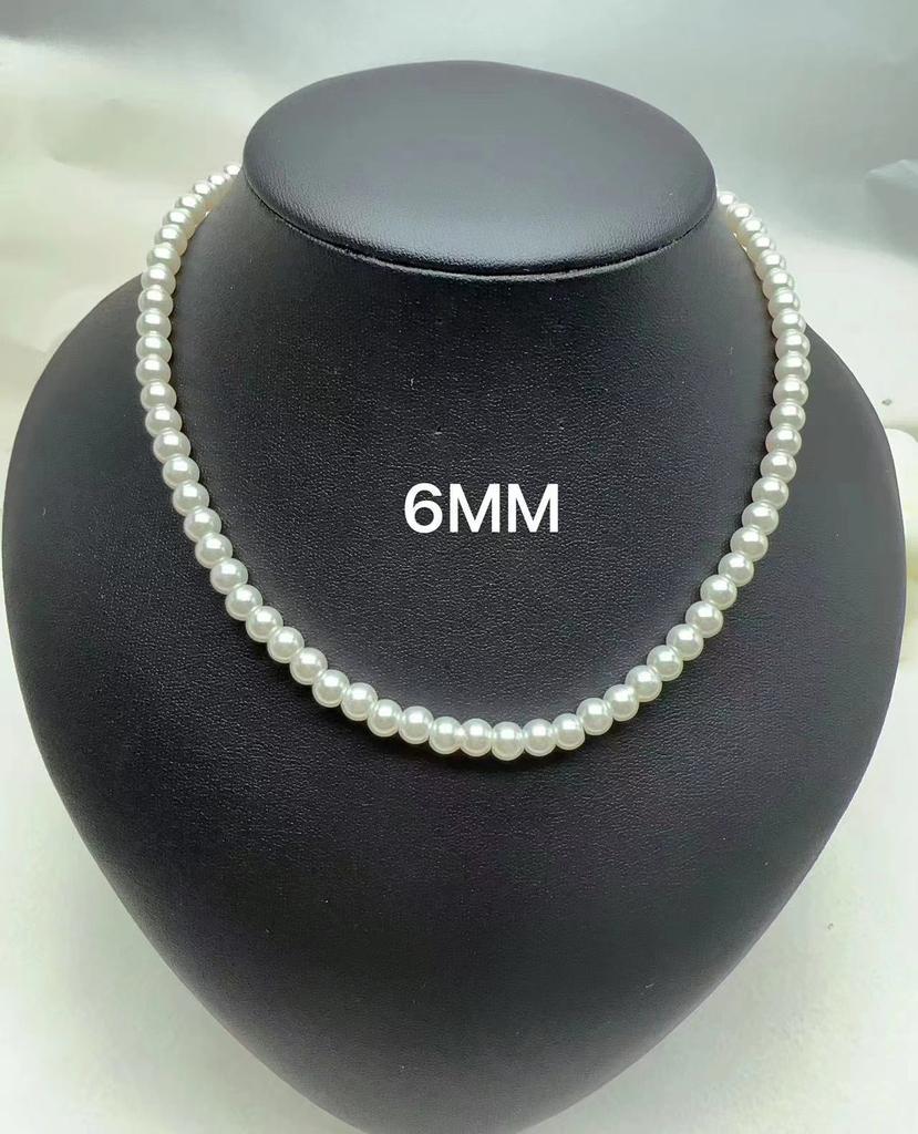 French Light Luxury Small Fragrance Basic Textured High-Quality Glass Pearl Necklace Collarbone Chain Women'S Neck Chain Simple