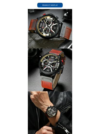 CURREN 8329 Trendy Men's Waterproof Multifunction Six-Hand Fashion Watch with Large Dial
