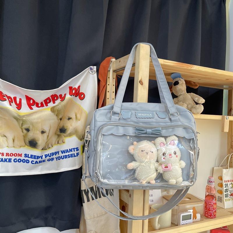 Japanese Harajuku College Wind Cute Jk Uniform Bag Transparent Badge Girl Cartoon Anime Two-dimensional Crossbody Pain Bag