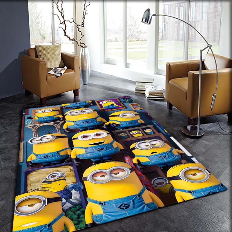 Stylish Minions Design Non-Skid Area Rug Living Room Bedroom Soft Carpet Children Play Mat Home Decor Gift