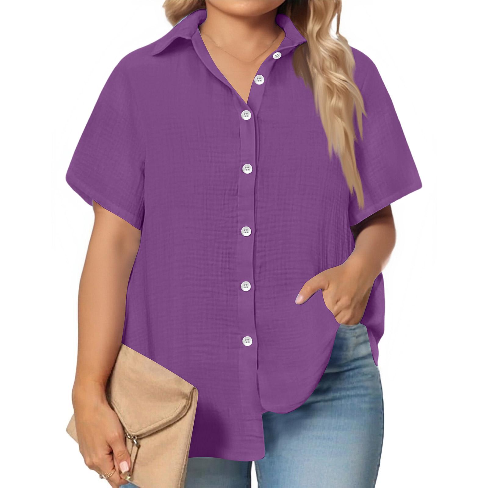 

Women s Fashionable Short Sleeve Elegant Commuting And Casual Top XXXL фіолетовий