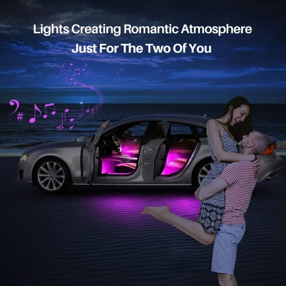 Car LED Interior Strip Lights, TEKSHINNY RGB Car Interior LED Light Wireless APP And Remote Control, 5 In 1 Ambient Lighting Kit With 236 Inches