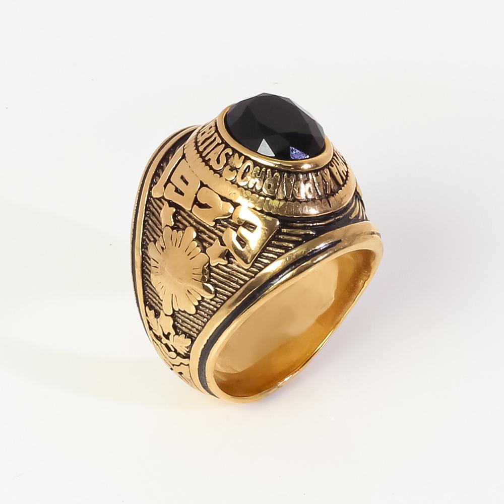 Filipíny Zlato Rubín Pánský Armádní Prsten z Nerezové Titanové Oceli