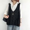 Knitted Vest Women's V-neck Hollow Thin Sweater Solid Color Casual Knitted Pullover Sleeveless Top Large Pocket Design Loose Casual Autumn