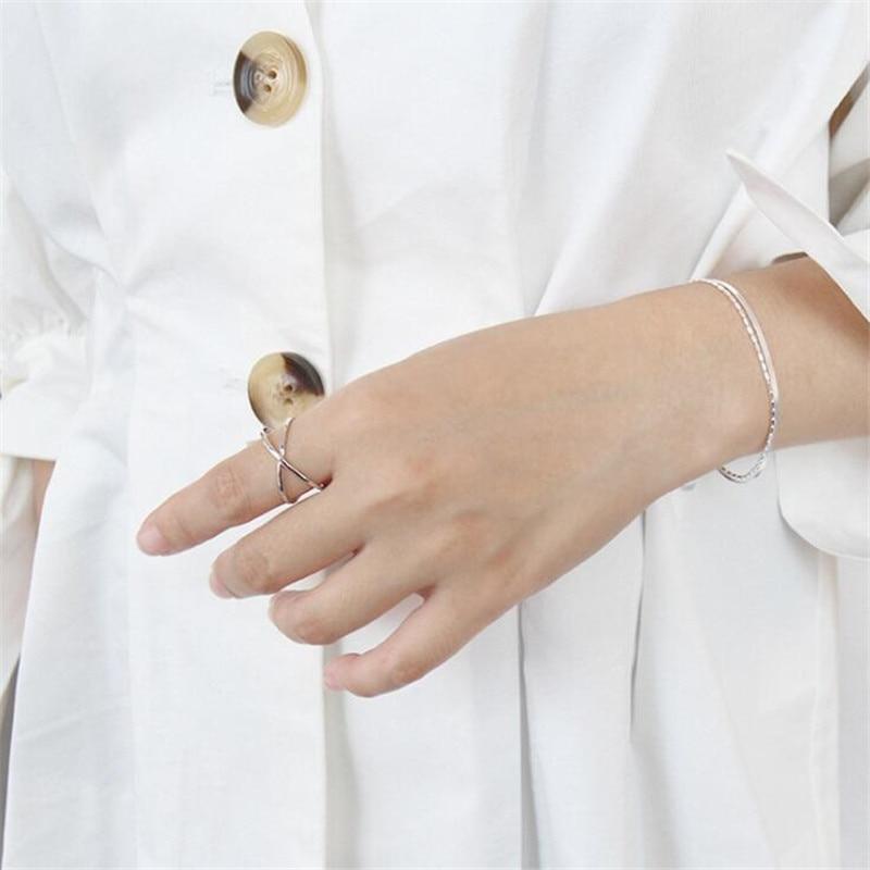 Neue Einfache Kreuz Persönlichkeit 925 Sterling Silber Schmuck Mode Drehen Unregelmäßige Geometrische Frauen Geschenk Öffnung Ringe SR419