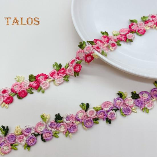 15 Yards Flower Lace Trim Ribbon Polyester Embroidered Lace Applique Strip Flower Lace Ribbon Sewing Fabric for DIY Crafts Wedding Decorations