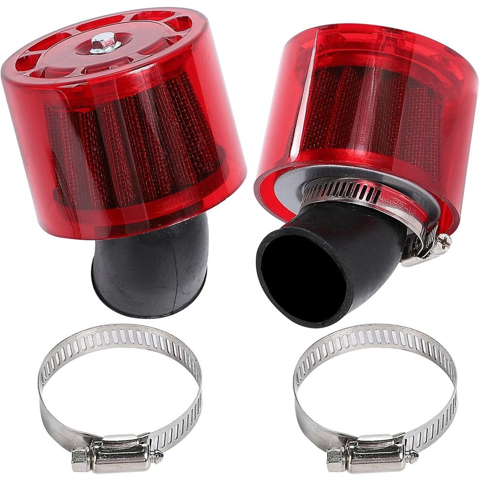 Calm Wish Air Power Filter 35mm Motorcycle Cab with Monkey Cover Yamaha Kawasaki Honda Red Curved 2pcs Universal