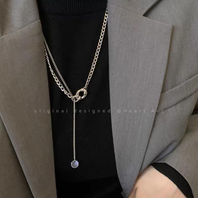 Advanced design splicing fringed sweater chain women's light luxury niche temperament necklace new collarbone chain