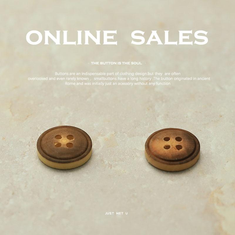 5Pcs Poplar Wood Button Four Eyes Clothing Shirt Knitted Cardigan Button Children'S Jacket Sweater Wooden Button