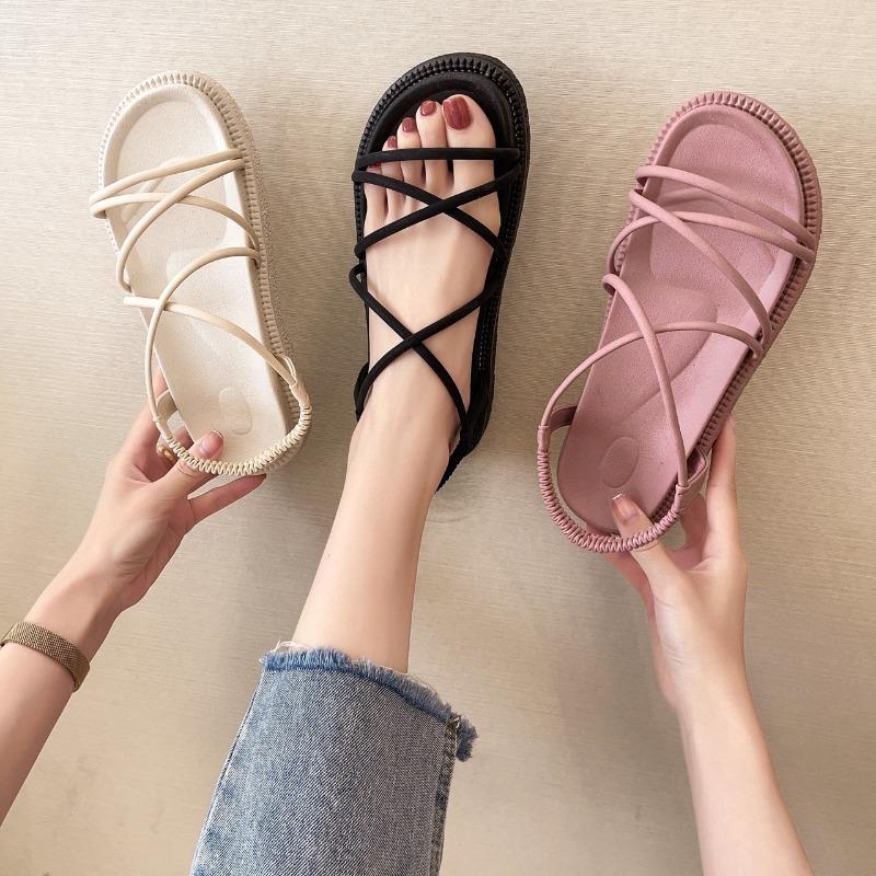 2025 Women Summer Sandals Leisure Wedges Shoes Soft Sole Light Weight Elastic Back Strap Girls Strappy Sandals